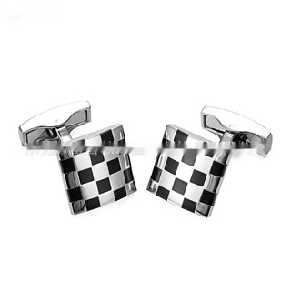 Men's Business Shirt French Plaid Enamel Cufflinks