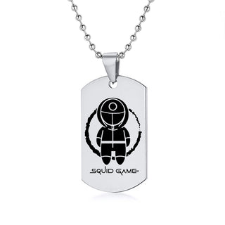 Engraved Squid Game Round Square Triangle Logo Stainless Steel Necklace Fashion Dog Tag Pendant Necklaces For Men Women