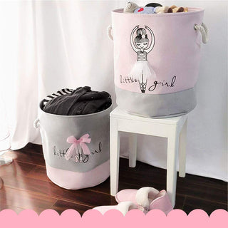 Storage Bin，Cotton Collapsible Pink Organizer Basket for Girls Laundry Hamper,Toy Bins,Gift Baskets, Laundry Hamper,Bedroom, Clothes,Baby Nursery(Pink)