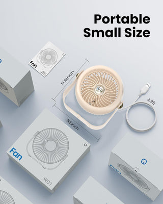 Anspect Desk Fan, 6 Inch Quiet Air Circulator Fan, 4 Speeds with Strong Airflow, 360° Rotate Portable Fan For Bedroom Home Office Desktop Travel (Dark Black)