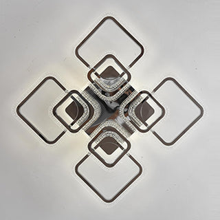 Qcyuui Dimmable Modern Ceiling Light, Acrylic LED Round Flush Mount Lighting Fixtures, 56W 4-Lights 56cm Indoor White Ceiling Lamp with Remote for Living Room Kitchen Bedroom Dining Room Office