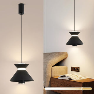 YT YATAI LIGHTING Modern Black LED Pendant Light, Minimalist Small Single Mini Pendant Light for Kitchen Island, Bedroom, Bedside, Adjustable 3 Color Light