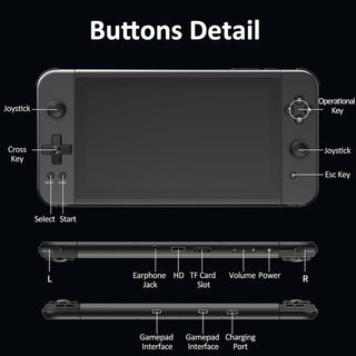 OUNA X70 Video Game Console Handheld Game Player Dual Joystick Built-in 3500 Games 7-inch Screen Music Video Player HD Output Support Wired Gamepad Connection