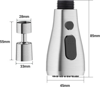 DAYONE Waterfall Kitchen Sink Tap with Pull Out Sprayer, Matte Black Kitchen Faucet Raindance 3 Modes, Modern Stainless Steel 1 Hole Sink Mixer, 360° Swivel & Single Handle, DAY-CR2546
