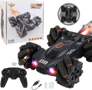 MONOCUS™ RC Car Stunt Toy, 2.4GHz Remote Control Car, Gesture Sensor Kids Car with Lights, Music, and Spray Launcher.