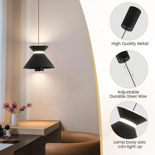 YT YATAI LIGHTING Modern Black LED Pendant Light, Minimalist Small Single Mini Pendant Light for Kitchen Island, Bedroom, Bedside, Adjustable 3 Color Light