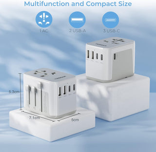 TESSAN Universal Adapter, Worldwide Travel Plug Adaptor with 2 USB A and 3 USB C Ports, International Travel Adapter for EU, UK, USA, AU, Power Socket Charger for Multi Countries