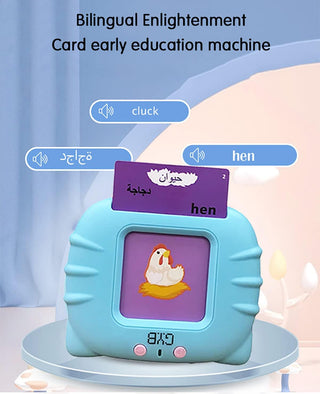 Bilingual Talking Flash Cards Learning Toys for Toddlers 2 3 4 5 6 Year Old Kids Arabic and English Letters Speech Therapy Word Game Toy Early Enducation Teaching 112 Pcs Cards 224 Words Machine, Blue