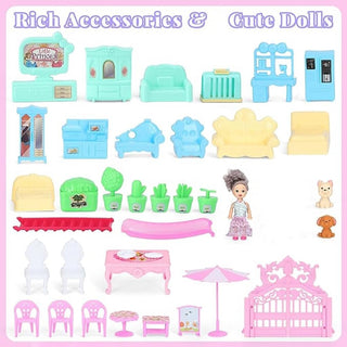 TDOO Doll House, Dream House for Girls Pretend-Play DIY Dollhouse Kit - 5-Story 16 Rooms Playhouse with Lights,Dolls Toy Figures, Furniture and Accessories Set Gift Toy for Kids Ages 3 4 5 6 7 8+(AA)