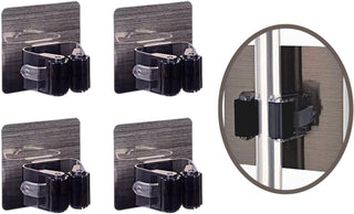 TopZetta Mop Holder Self Adhesive No-Drilling Anti-Slip Broom Hanger Hooks – Wall Mount Storage Tools Organizer for Home Improvement, Laundry, Bathroom, Kitchen, Garden Tools (Pack of 4, Classic)