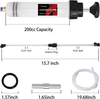 Thorstone Automotive Fluid Extractor Pump, Oil Change Syringe with Hose, Manual Fuel Suction & Filler, Fluid Oil Change Evacuator (7 Oz./0.21 Qt./200 CC)