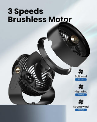 Anspect Desk Fan, 6 Inch Quiet Air Circulator Fan, 4 Speeds with Strong Airflow, 360° Rotate Portable Fan For Bedroom Home Office Desktop Travel (Dark Black)