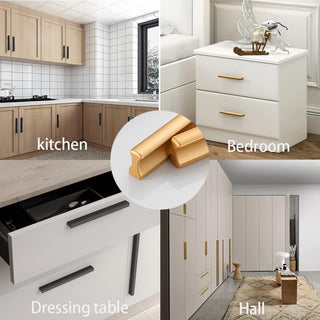 Goo-Ki Cabinet Handles 12 PCS - Black Drawer Pulls 5 in (128mm) Hole Centers - Tilted Solid Drawer Handles for Kitchen Cabinet Pulls - Finger Pull