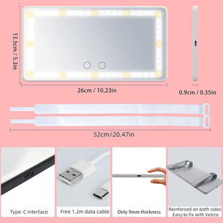 Feisate Car Visor Vanity Mirror With Led Lights, Car Mirror Light Rechargeable Makeup Mirror With 3 Light Modes, Car Visor Mirror, Car Vanity Mirror For Car Truck SUV, White