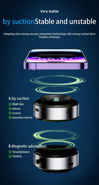 V2COM Vacuum Sunction Phone Holder Intelligent Car Mount Mobile Phone Holder Magnetic Universal Adsorption Bracket Vacuum Adsorption Stable