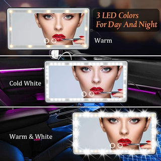 Feisate Car Visor Vanity Mirror With Led Lights, Car Mirror Light Rechargeable Makeup Mirror With 3 Light Modes, Car Visor Mirror, Car Vanity Mirror For Car Truck SUV, White