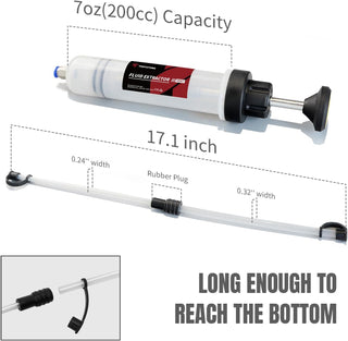 Thorstone Automotive Fluid Extractor Pump, Oil Change Syringe with Hose, Manual Fuel Suction & Filler, Fluid Oil Change Evacuator (7 Oz./0.21 Qt./200 CC)