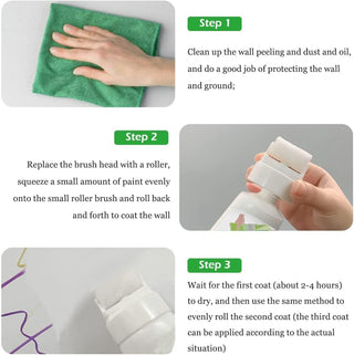 HJB VISSO Roller Brush Wall Repair Tool, Wall Repair Paint, Rolling Brush Wall Paint, 100g White Odorless Paints Cover Wall Advertisements Prints Graffiti, Wall Renovation Repair with Latex Paint