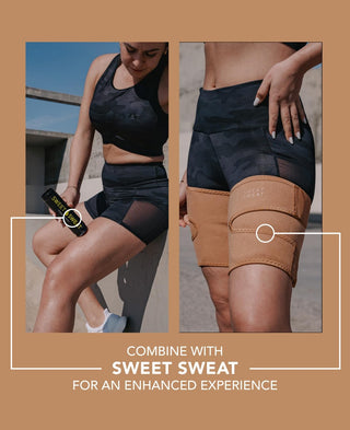 Sports Research Sweet Sweat Thigh Trimmers for Men & Women Increases Heat and Sweat Production to The Thigh Area Includes Mesh Carrying Bag (Medium, Yellow)