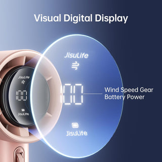 JISULIFE Portable Handheld Fan,Speed(1-100) Adjustable Turbo Mini Fan,5000mAh Battery Rechargeable Personal Fan with Metal Body,Digital Display,For Women Men Travel/Camping/Outdoor-Grey