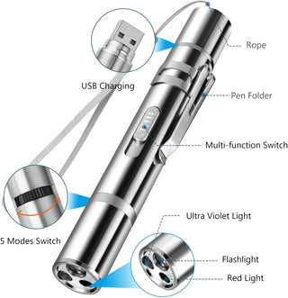 Mumoo Bear Cat Toys, Laser Pointer with 5 Adjustable Patterns, USB Recharge Laser, Long Range and 3 Modes Training Chaser Interactive Toy, Dog Laser Toy