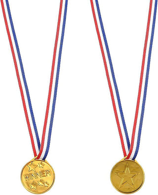 Party with Emma 30 Pcs Mini Gold Medals for Kids 1.5-Inch Participation Awards Neck Ribbon for Sports Tournaments Competitions Kids Awards Gold Medals Winner