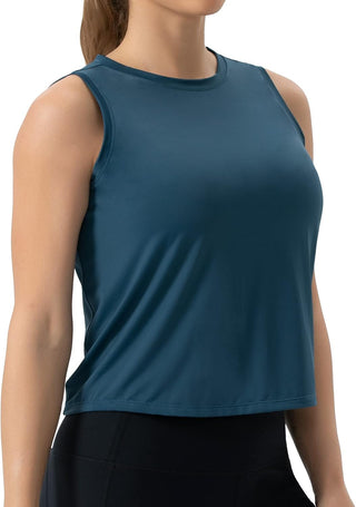 THE GYM PEOPLE Ice Silk Workout Tops for Women Quick Dry Muscle Gym Running Shirts Sleeveles