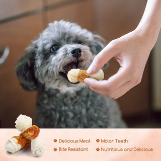 Mumoo Bear - 400 g dog snack chew roll with chicken, 100% natural chews chew roll for dogs with high protein content and low fat
