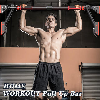 Pull Up Bar Doorway, Door Frame Chin Up Bar with Locking Adjustable Width Upper Body Workout Bar No Screw Wall Mounted Gym System Trainer Non-Slip Door Exercise Equipment for Home Fitness Sports