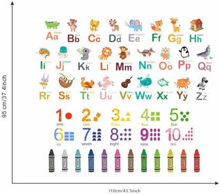 GHAKKE Animal Alphabet Numbers Colour Decals Stickers Kids Peel and Stick Removable for Room décor Letters ABC Classroom playroom Decorations Educational Bedroom Nursery
