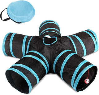 NeoStyle Cat Tunnel Tube,Cat Toys Interactive,Foldable Rabbit Tunnel,Multi-way Cat Tunnels,with Play Ball,for Indoor Cats, Puppy, Kitty, Kitten, Rabbit (2 Tunnel(Black))