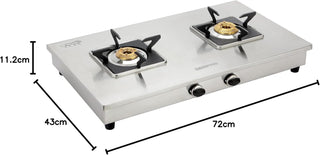 Geepas Stainless Steel Gas Cooker-Auto Ignition System, LPG Gas Stove| Silver, 2 Years Warranty