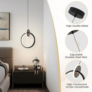 YT YATAI LIGHTING Modern LED Pendant Light for Bedroom and Living Room, Small Single Mini Bedside Pendant Stylish Adjustable Height and 3 Color Temperature