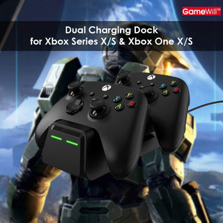 GameWill Dual Charging Dock with 2 x Rechargeable Battery Packs [EXTRA POWER 1200 mAh] for Xbox Series X and Series S (also compatible with Xbox One X/S) - Black- USB
