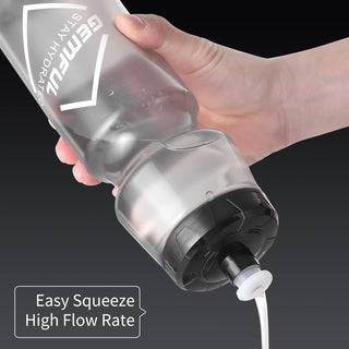 GEMFUL Bike Water Bottle BPA Free 750ml 2 Pack (Black+white)