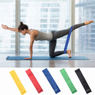 Sky-Touch Elete Exercise Resistance Bands Set Of 5 Resistance Loops Extra Light To Extra Heavy Resistance 12 Inch Work Out Bands Perfect For Gym, Fitness, Yoga, Multicolor, Resendent Bank 1,