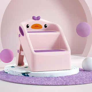 U-HOOME Foldable Toddler Step Stool for Kids Kitchen Bathroom Sink,Toilet Steps Potty Training Stool,Dual Height 11" Kitchen Helper Plastic Poop Stools Ladder with Handles Nursery Foot Stools (Blue)