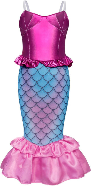 WonderBabe Little Girl Mermaid Princess Dresses Ariel Costume for Grils Birthday Party Halloween Cosplay Outfit with Accessories