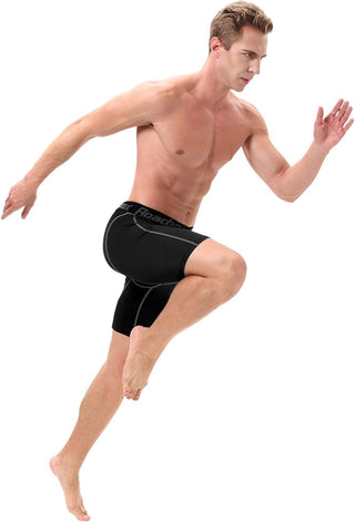 Roadbox Compression Shorts for Men 3 Pack Cool Dry Athletic Workout Underwear Running Gym Spandex Baselayer Boxer Briefs