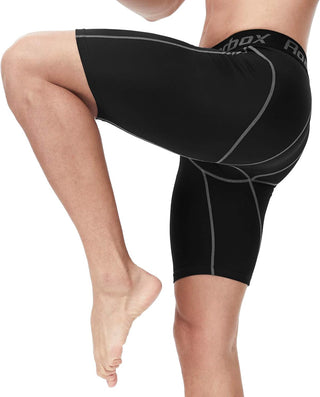 Roadbox Compression Shorts for Men 3 Pack Cool Dry Athletic Workout Underwear Running Gym Spandex Baselayer Boxer Briefs