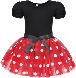 WonderBabe Girl Costume Polka Dots Tulle Tutu Dresses Princess Fancy Dress Up Halloween Birthday Party Dress with Ears Headband