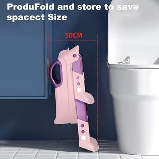 Height Adjustable Foldable Training Seat with Step Stool, Splash Guard Toilet Seat Trainer Used In Most Toilets, Children's Ladder Potty Chair Sturdy 80Kg Suitable for Children Aged (GREY)