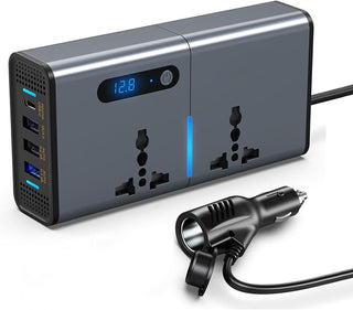 LEVADA PLUS Car Power Inverter 200W – 12V DC to 220V AC Car Inverter- 2 USB and 2 USB Type-C Support QC3.0 36W and 30W- for Cars and SUVs (Edition 2024)