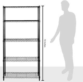 Amazon Basics 3-Shelf Adjustable, Heavy Duty Storage Shelving Unit (113.3 kilograms loading capacity per shelf), Steel Organizer Wire Rack, Black, 58.9 x 34 x 193.5 centimeters