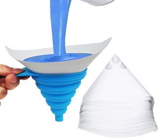 100 Pcs Paint Filter Strainer Resin Filter with 100 Micro Paint Cone Paint Strainers with 1 Pcs Silicone Funnel Filter, Filter Tip Cone Shaped Nylon Mesh Funnel Use Automotive, Spray Guns