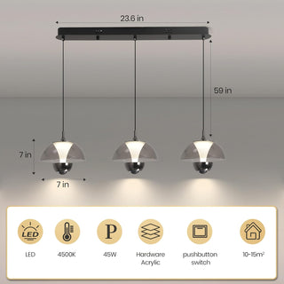 YT YATAI LIGHTING Modern Black LED Pendant Light, Minimalist Small Single Mini Pendant Light for Kitchen Island, Bedroom, Bedside, Adjustable 3 Color Light