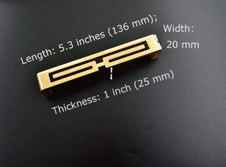 Mou 4 Pcs of Chinese Cabinet Hardware Handles, Drawer Pulls, Closet Handles Stylish Golden Copper Handles Double-Hole Handle