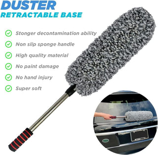 Car Duster Kit – Microfiber Car Brush Duster Exterior and Interior, Car Detail Brush, Lint and Scratch Free, Duster for Car, Truck, SUV, RV and Motorcycle