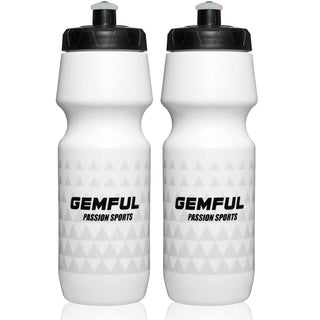 GEMFUL Bike Water Bottle BPA Free 750ml 2 Pack (Black+white)