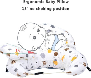 Beauenty Multipurpose Feeding Pillow, Large Breastfeeding Pillows for Babies, Feeding Pillow, Baby Nursing Pillows, Bed U-shape Pillow and Baby Lounger for Newborn (0-12 months) (White Planet)